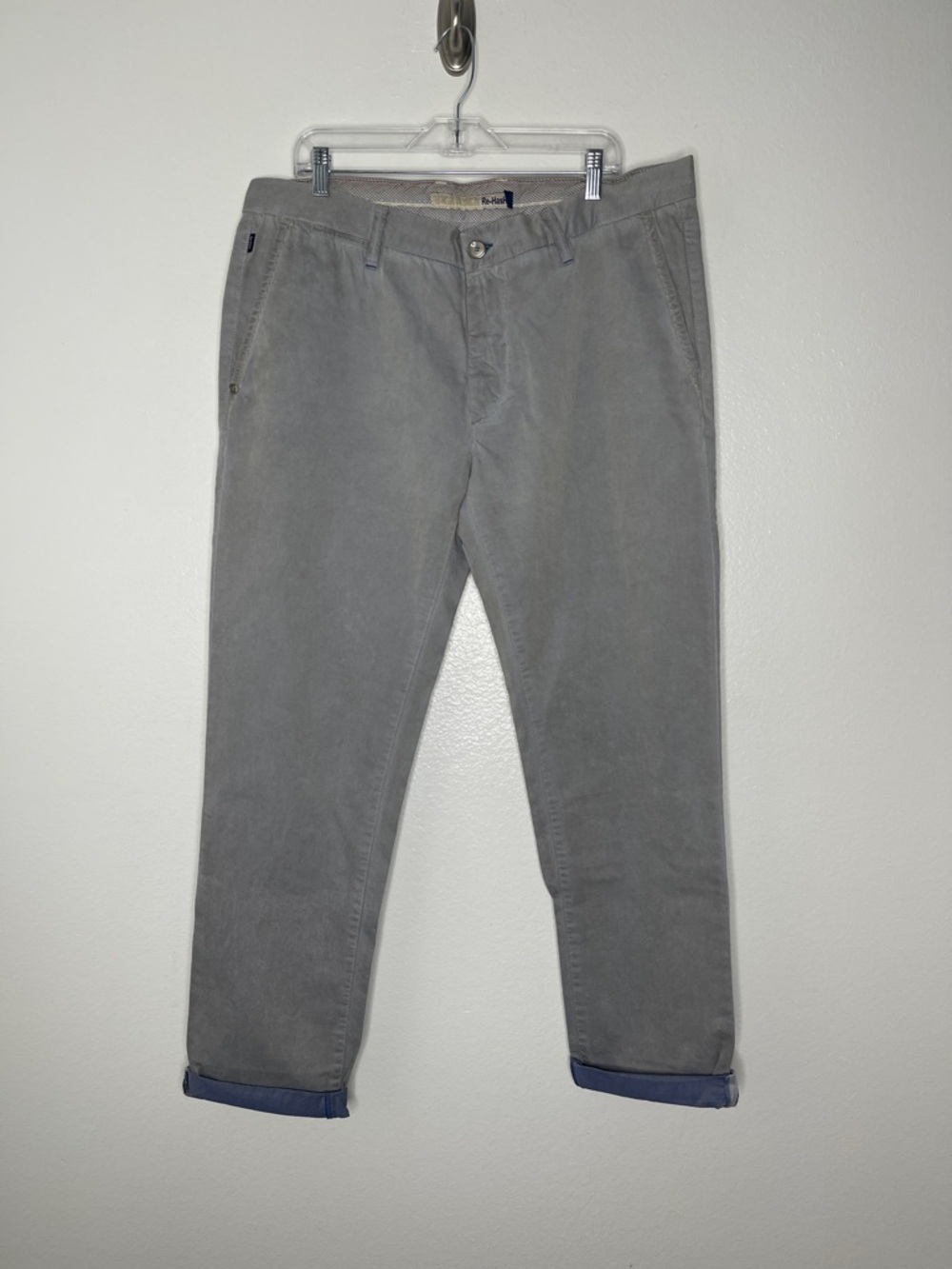 New Re-Hash De-Chirico Men's Blue Cotton Flat Front Made In Italy Pants Size 40